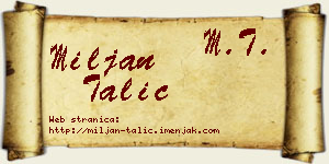 Miljan Talić vizit kartica